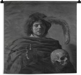 Wandkleed Frans Hals - Portret van een jongeman met een schedel - Frans Hals Wandkleed katoen 120x160 cm - Wandtapijt met foto XXL / Groot formaat!