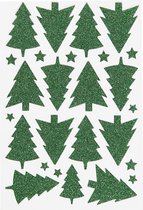 Glitterstickers. groen. kerstboom. 12x18.5 cm. 1 vel