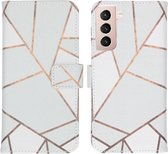 iMoshion Hoesje Geschikt voor Samsung Galaxy S21 Hoesje Met Pasjeshouder - iMoshion Design Softcase Bookcase - Meerkleurig / White Graphic