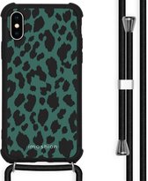 iMoshion Design hoesje met koord voor de iPhone X / Xs - Luipaard - Groen / Zwart