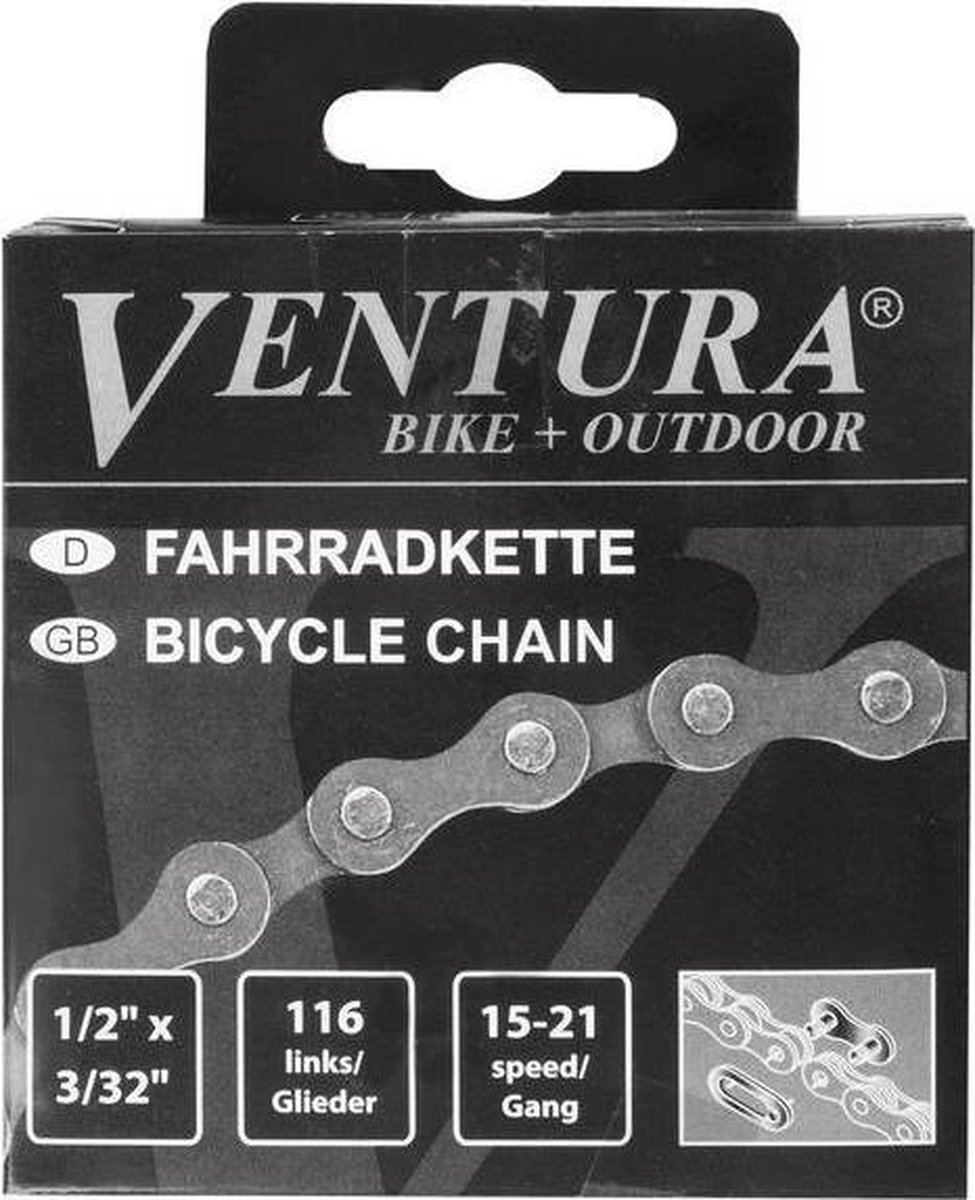 VENTURA KMC 1/2 X 3/32 KETTING 15-21-SPEED 116 SCHAKELS BLISTER 302165