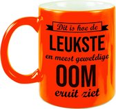 Leukste en meest geweldige oom cadeau koffiemok / theebeker neon oranje 330 ml