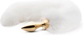 Bundle - Easytoys Fetish Collection - Kleine goudkleurige buttplug met witte vossenstaart met glijmiddel