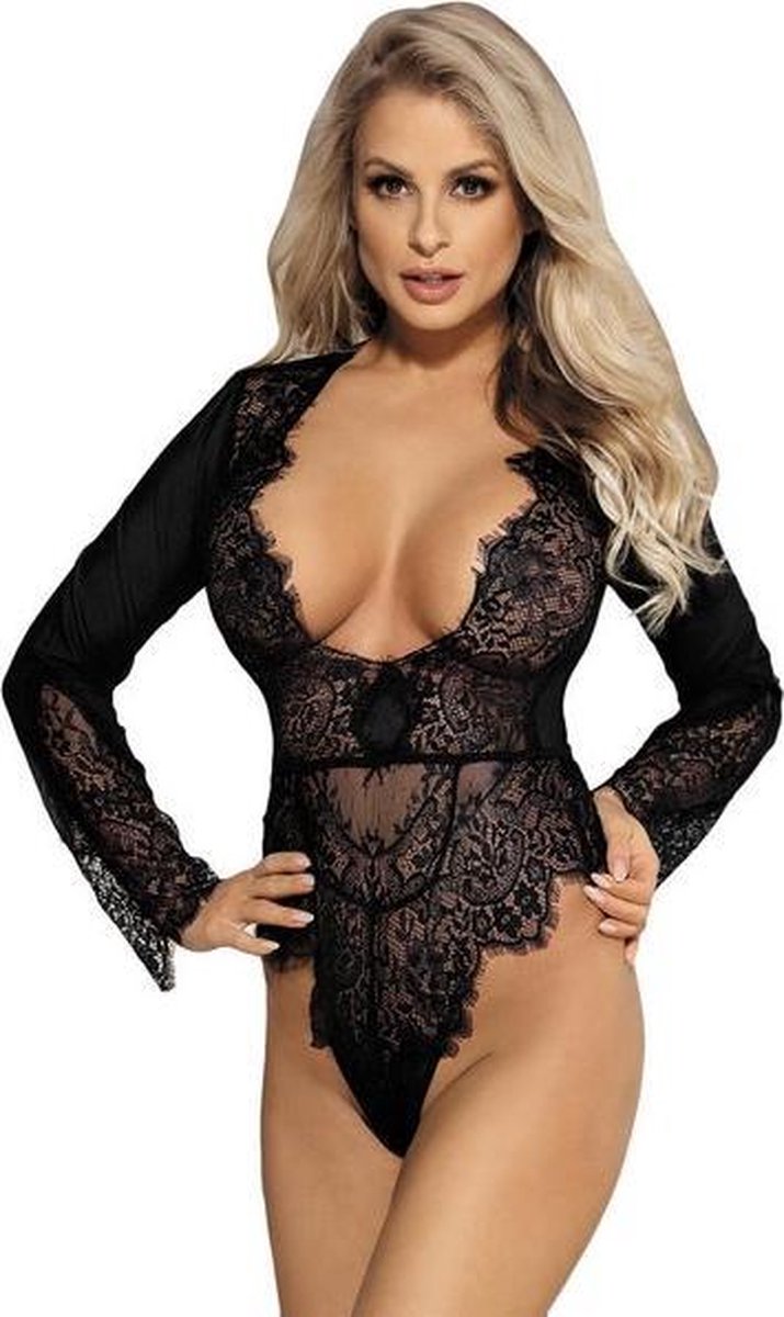 Paris Hollywood R80400 - Erotische Body - Kant - Zwart - One Size