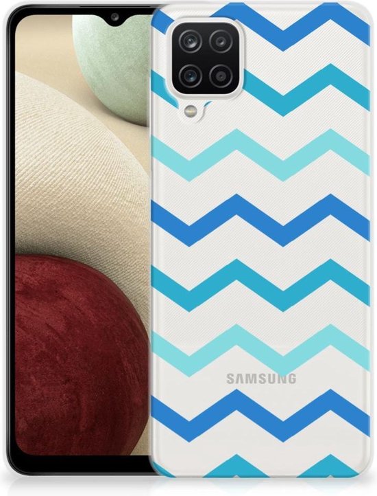 Housse en Cuir Etui de Protection pour Samsung Galaxy A12 Coque Téléphone  Zigzag Blauw | bol.com