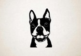 Wanddecoratie - Hond - Boston Terrier 7 - S - 58x34cm - Zwart - muurdecoratie - Line Art