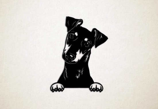 Wanddecoratie - Hond - Manchester Terrier 3 - M - 78x60cm - Zwart - muurdecoratie - Line Art