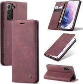 CaseMe - Samsung Galaxy S21 hoesje - Wallet Book Case - Magneetsluiting - Donker Rood