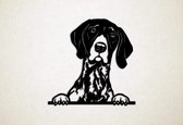 Wanddecoratie - Hond - Duitse staande hond 6 - XS - 25x25cm - Zwart - muurdecoratie - Line Art