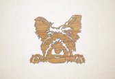 Wanddecoratie - Hond - Yorkie 2 - S - 45x51cm - Eiken - muurdecoratie - Line Art