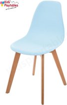 Kunststof kinderstoeltje met houten poten- kleur blauw - zithoogte 31.5 cm - kuipstoeltje kind - Scandinavisch  design-plastic stoel- kinderzetel - stoel kind - Peuterstoel - plastic stoeltje