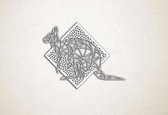 Line Art - Kangoeroe met achtergrond - M - 60x76cm - Wit - geometrische wanddecoratie