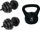 Tunturi - Fitness Set - Vinyl Halterset 28 kg - Kettlebell 4 kg