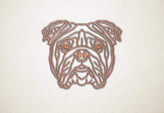 Line Art - Hond - Engelse Bulldog - M - 60x71cm - Multiplex - geometrische wanddecoratie