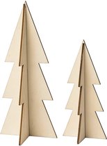 Houten Kerstboom 2 stuks 3D