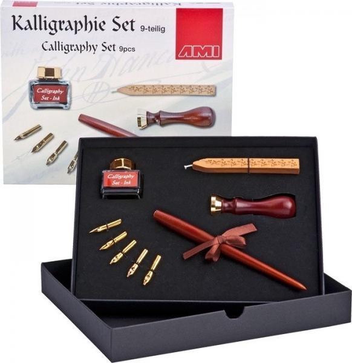 Afbeelding van product Ami  Kalligrafie Set 9-dlg met penhouder