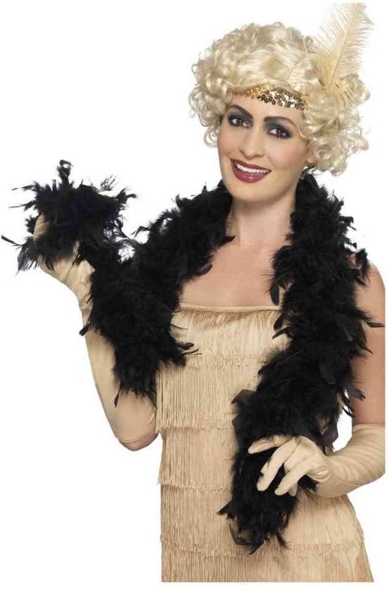 Zwarte verkleed veren boa 150 cm - carnaval accessoires
