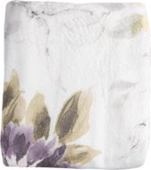 Clayre & Eef Plaid 130*180 cm Wit, Groen, Paars Polyester Rechthoek Bloemen Deken Kleed Dekentje