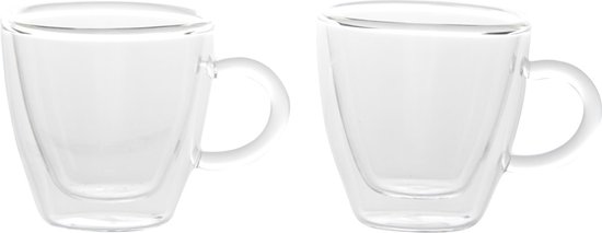 Set van 6x dubbelwandige koffie/espresso glazen 60 ml - transparant - Espresso bekers en glazen