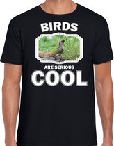 Dieren vogels t-shirt zwart heren - birds are serious cool shirt - cadeau t-shirt groene specht/ vogels liefhebber XL