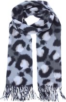 Extra zachte sjaal Fiana|Lange shawl|Luipaardprint grijs