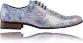 Sandy Blue - Maat 46 - Lureaux - Kleurrijke Schoenen Voor Heren - Veterschoenen Met Print