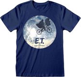 E.T. Heren Tshirt -L- Moon Silhouette Blauw