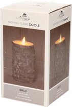 1x Bruine berkenhout kleur LED kaarsen / stompkaarsen 12,5 cm - Luxe kaarsen op batterijen met bewegende vlam