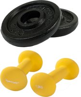Tunturi - Fitness Set - Neopreen Dumbbellset 2 x 1,5 kg - Halterschijven 2 x 0,5 kg