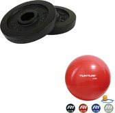Tunturi - Fitness Set - Halterschijven 2 x 1,25 kg - Gymball Rood 65 cm