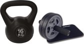Tunturi - Fitness Set - Trainingswiel - Kettlebell 16 kg