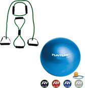 Tunturi - Fitness Set - Tubing Set Groen - Gymball Blauw 75 cm