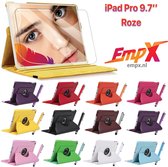 EmpX.nl Apple iPad Pro 9.7'' 360° Draaibaar tablethoes met Stylus Pen en Screen protector Roze Kunstleer | 360° Draaibaar Cover | Easy-click beschermhoes met gekleurde stylus pen en Screen Pr
