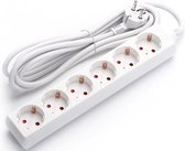Verlengsnoer - Aigi Synci - 3680W - 6 Stopcontacten - 3 Meter - Wit | Nederland - BES LED
