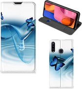 Telefoonhoesje Portemonnee Geschikt voor Samsung Galaxy A20s Smart Cover Vlinders