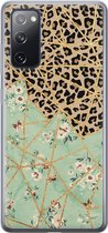 Samsung Galaxy S20 FE hoesje siliconen - Luipaard bloemen print - Soft Case Telefoonhoesje - Luipaardprint - Groen