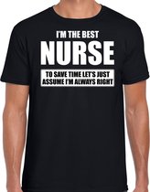 I'm the best nurse - always right t-shirt zwart heren - Cadeau verjaardag t-shirt verpleger XXL