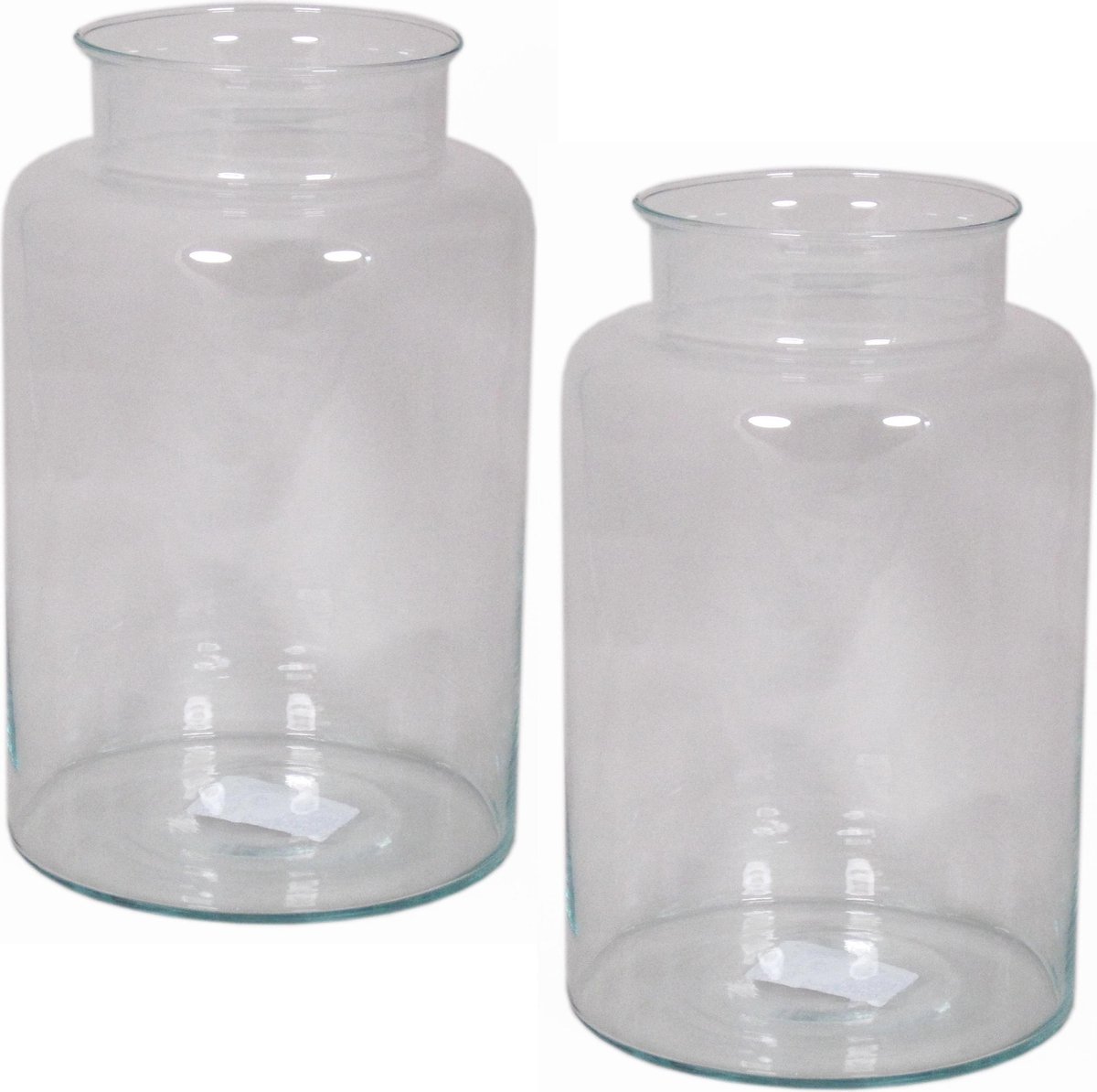 Set de 2x vase / vases bidon à lait en verre 9 litres à col étroit 19 x