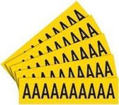 Letter stickers alfabet met laminaat - 5 x 10 stuks - geel zwart Letter A teksthoogte 40 mm