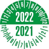 Keuringssticker met 2 jaartallen, 35 mm, 10 stuks per vel 2022/2021