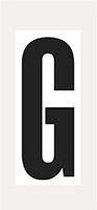 Letter stickers alfabet - 20 kaarten - zwart wit teksthoogte 150 mm Letter G
