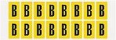 Letter stickers alfabet - 20 kaarten - geel zwart teksthoogte 25 mm Letter B