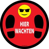 Vloersticker 'Hier wachten', rood, 150 mm