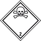 ADR klasse 2.3 sticker giftig gas, zeewaterbestendig 250 x 250 mm