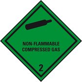 ADR klasse 2.2 sticker niet brandbaar gas met tekst, zeewaterbestendig 100 x 100 mm