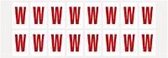 Letter stickers alfabet - 20 kaarten - rood wit teksthoogte 25 mm Letter W