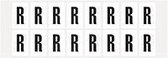 Letter stickers wit/zwart teksthoogte: 25 mm letter R