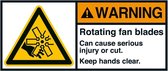 Warning Rotating fan blades sticker, ANSI 35 x 80 mm