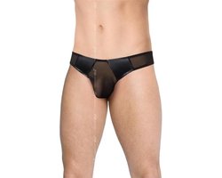 Sexy doorzichtige string met wetlook zwart XL