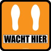 Vloersticker 'Wacht hier', oranje, 150 mm